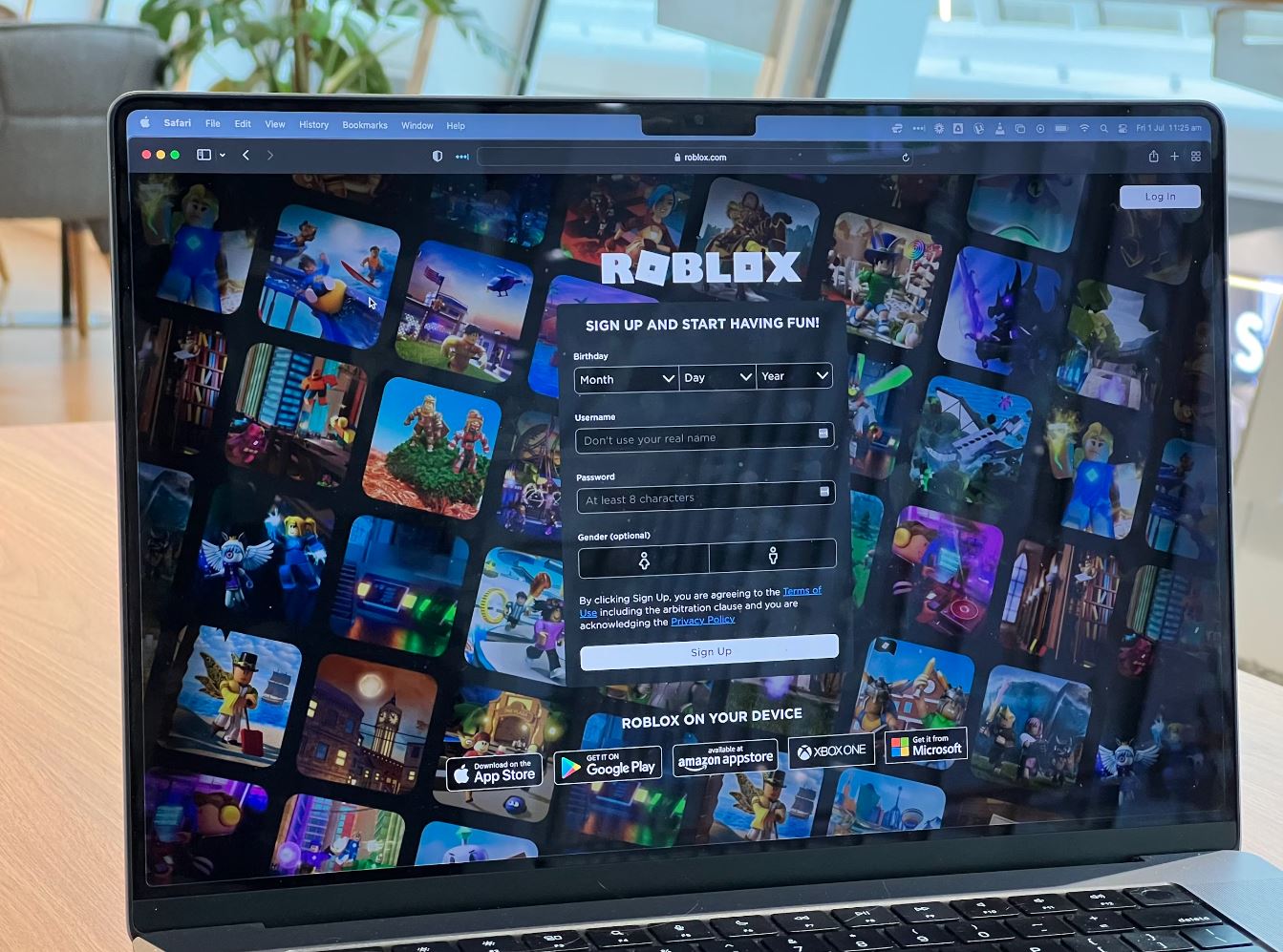 an image of roblox login on a computer screen