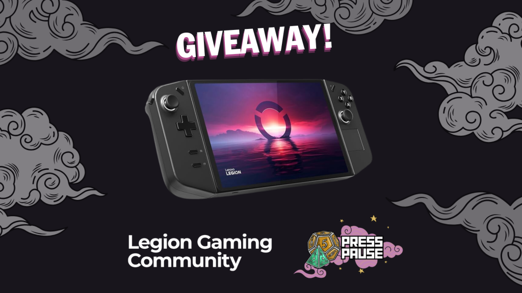 an image showing a Legion Go will be given away during Press Pause by the Legion Gaming Community