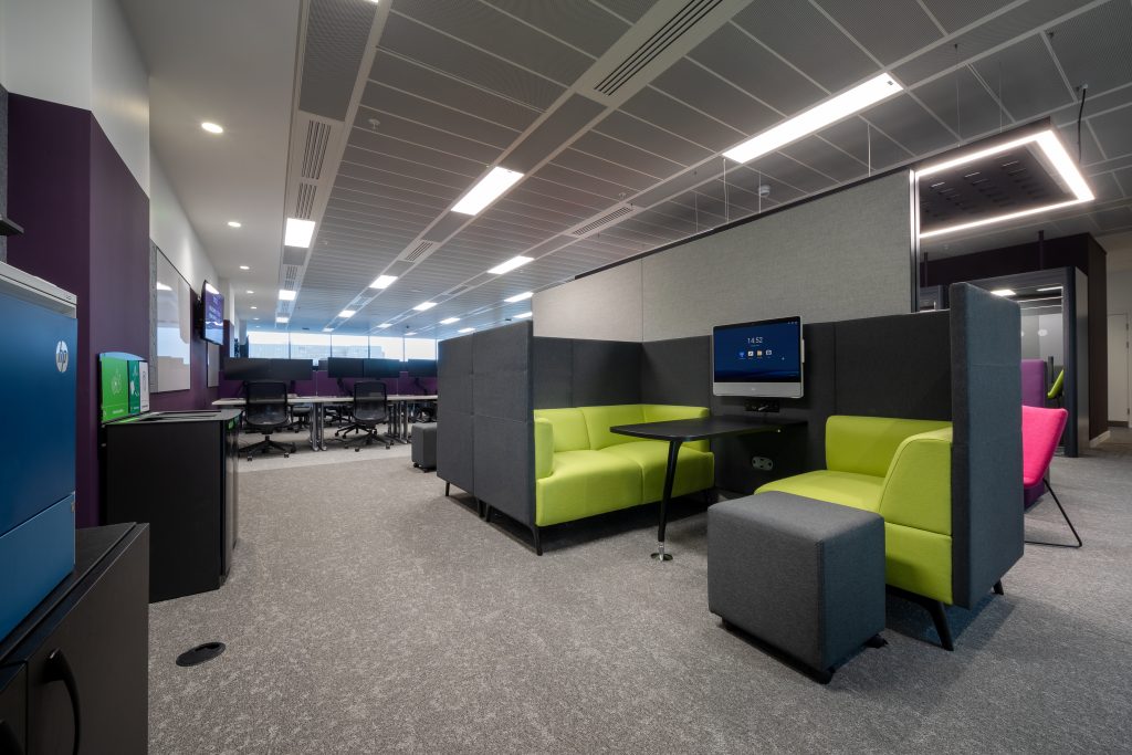 Workplace design example from Claremont, a spacious seating area.