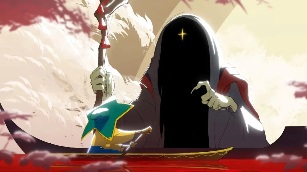 Art from video game Spiritfarer depicting Death.