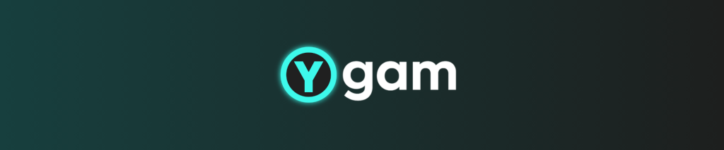 Small gradient dark green banner with the logo for YGAM charity.