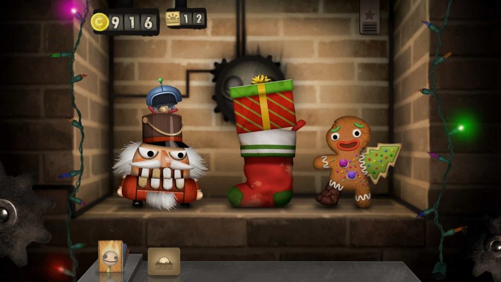 Screenshot from video game "Little Inferno" with Christmas themed DLC.